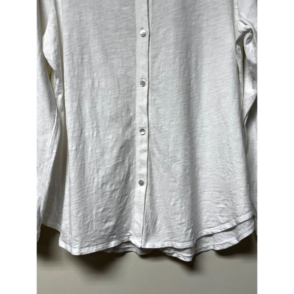 EILEEN FISHER 100% Organic Cotton Mother of Pearl Button Crisp White, Sz M - Picture 3 of 7